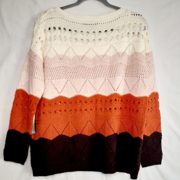 BCBGMAXAZRIA Pullover Colorblock Open Knit Oversized Sweater Small - Picture 2 of 10